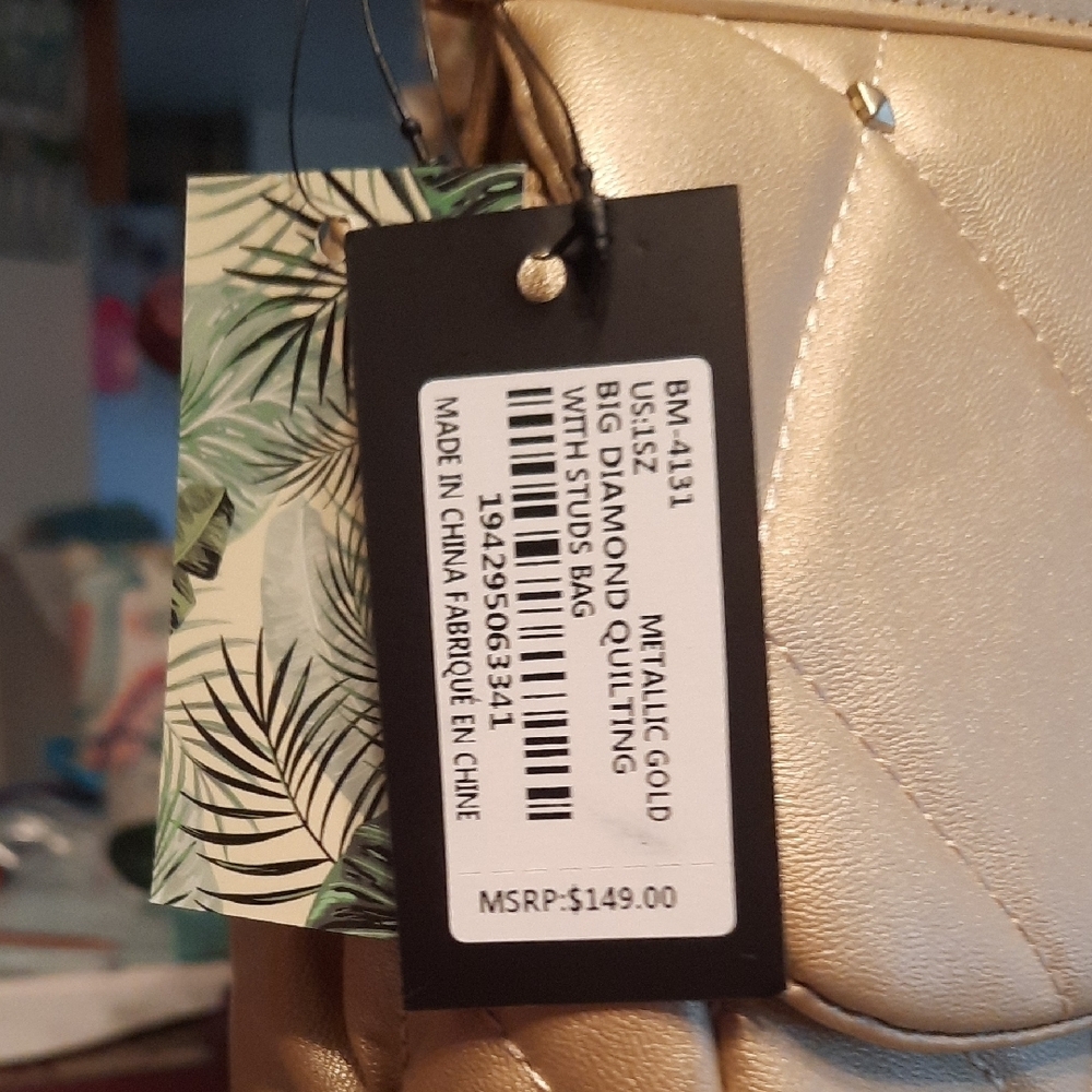Badgley Mischka Gold Quilted Mini Bag - Picture 3 of 3